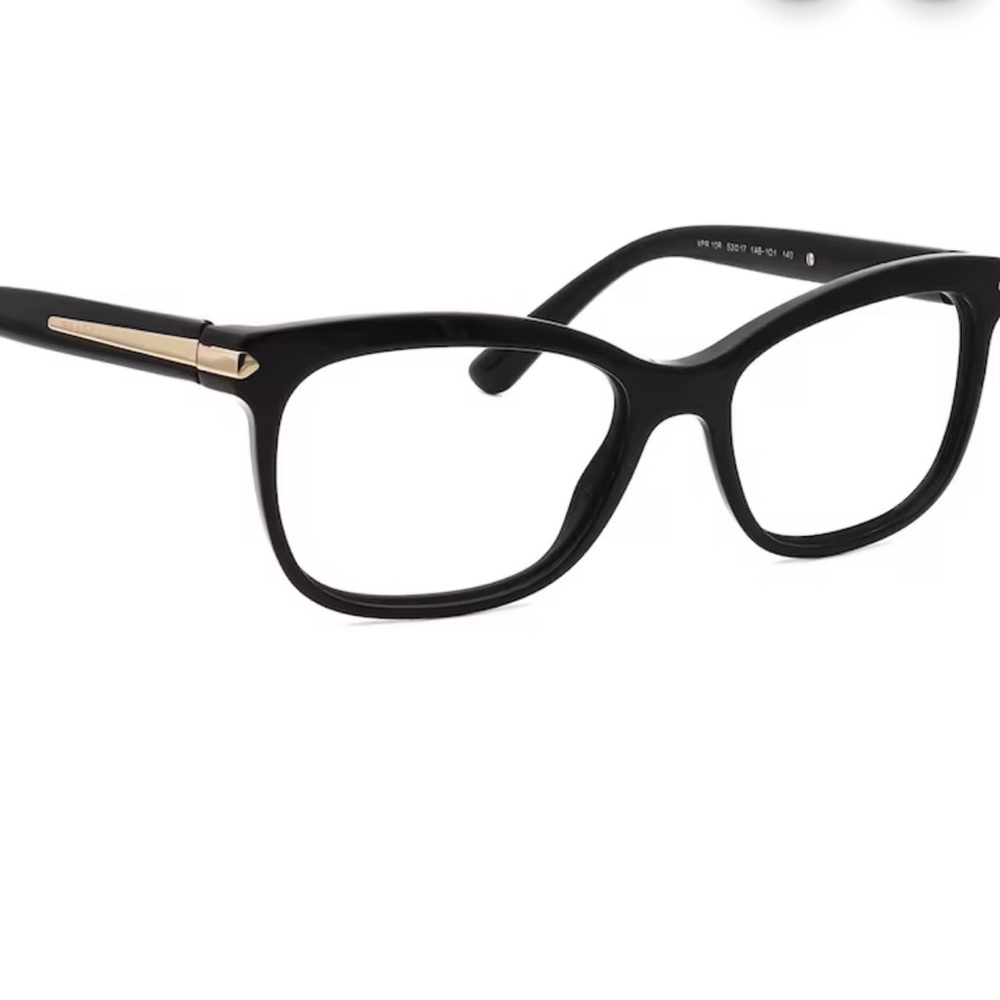 Prada Women's Eyewear GlassesVPR 10R 1AB-1O1 Polished Black Butterfly Frame